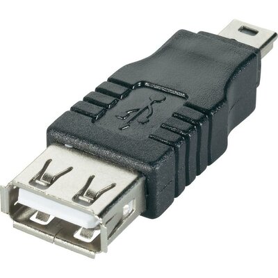 USB 2.0 USB Adapter USB 2.0 mini-B csatlakozóval / USB 2.0 aljzat A, fekete