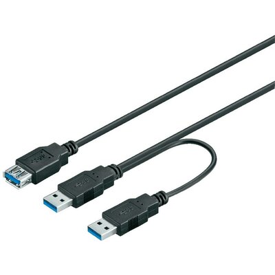 USB kábel, elosztó [2x USB 3.0 dugó A - 1x USB 3.0 dugó A] 0,30m fekete Goobay