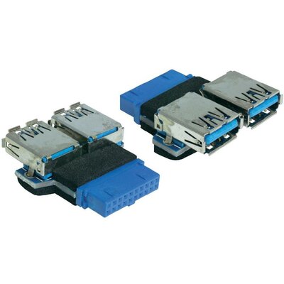USB 3.0 adapter [1x USB 3.0 alj belső 19 pólusú - 2x USB 3.0 alj A] kék Delock