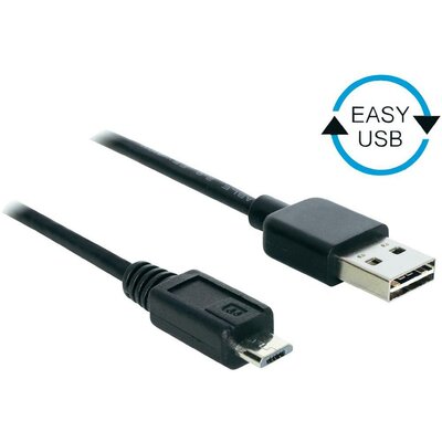USB kábel [1x USB 2.0 dugó A - 1x USB 2.0 dugó mikro B] 5 m Fekete Delock