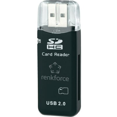 Külső memóriakártya olvasó, USB 2.0 Renkforce CR02e-K Fekete