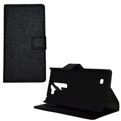 Telefontok álló, bőr hatású (flip, oldalra nyíló, asztali tartó funkció) Fekete [LG G4c (H525n)]