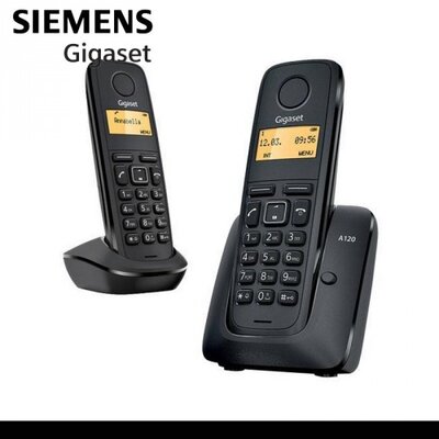 GIGASET A120 DUO TELEFON készülék, DECT / hordozható Gigaset A120 DUO (1 bázis, 2 kézibeszélő), Fekete