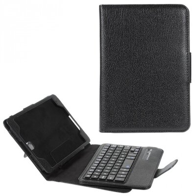 Tablet védőtok álló, bőr (FLIP, BLUETOOTH billentyűzet, asztali tartó, QWERTY, angol nyelvű) FEKETE [Samsung Galaxy Tab A 8.0 (SM-T350)]