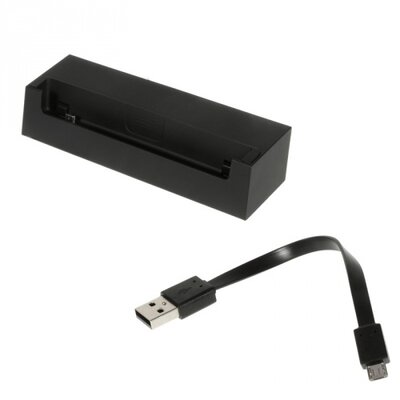 Asztali töltő és adatátviteli állvány (microUSB, 15 cm hosszú kábel) FEKETE [Sony Xperia E4 (E2105)]