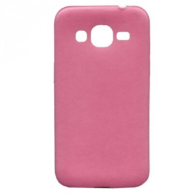 Hátlapvédő telefontok gumi / szilikon (ultravékony, bőrhatás) Rózsaszín [Samsung Galaxy Core Prime (SM-G360), Galaxy Core Prime LTE (SM-G361)]