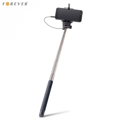 Forever MP-400_B Univerzális állítható kézi selfie bot (audió kábel 3,5mm, távkioldó, 20-100cm hosszú nyél, 360°-ban forgatható) FEKETE