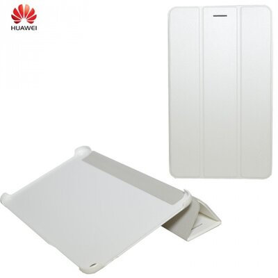Huawei 51991444 / 51990661 Tok álló, bőr (FLIP, oldalra nyíló, TRIFOLD asztali tartó funkció) FEHÉR [Huawei MediaPad T1 8 (S8-701w)]