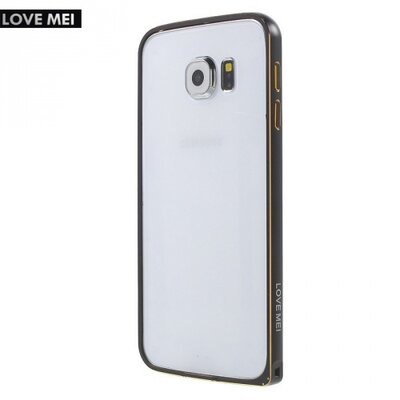 Love mei LOVE MEI hátlapvédő telefontok alumínium keret (BUMPER) fekete [Samsung Galaxy S6 (SM-G920)]