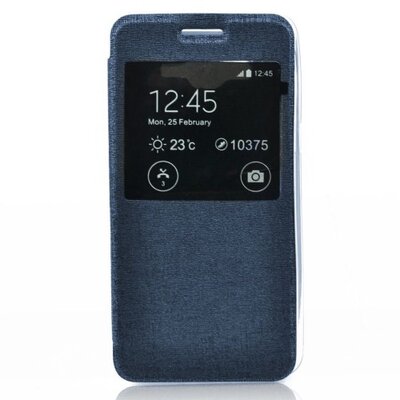 Telefontok álló, bőr (FLIP, oldalra nyíló, S-View Cover) Sötétkék [Samsung Galaxy J5 (SM-J500)]