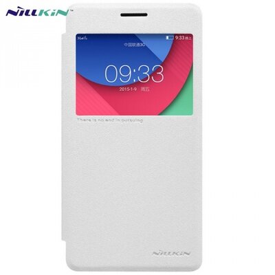 Nillkin Sparkle műanyag telefontok (mikroszálas bőr flip, oldalra nyíló, hívószámkijelzés, S-View Cover) Fehér [Lenovo Vibe P1]
