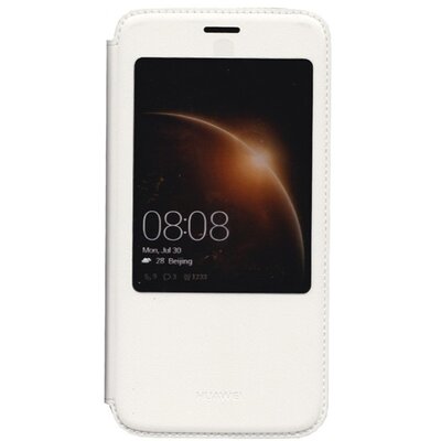 Huawei 51991198 Telefontok álló, bőr hatású (flip, oldalra nyíló, S-View Cover) Fehér [Huawei G8]