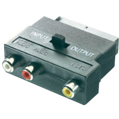 SCART dugó/3 x RCA alj adapter, átkapcsolós, SpeaKa 50149