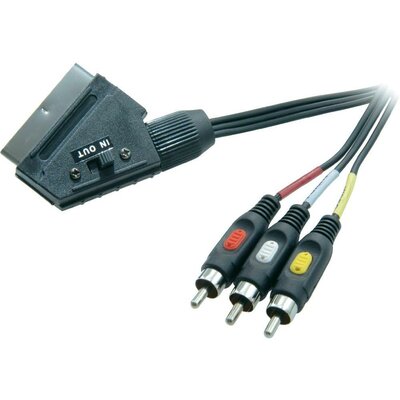 AV kábel SCART dugó/3 x RCA dugó, 2 m, fekete, SpeaKa Professional 50177
