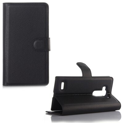 Telefontok álló, bőr hatású (flip, oldalra nyíló, asztali tartó funkció) Fekete [LG G4S Beat (H735)]