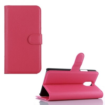 Telefontok álló, bőr hatású (flip, oldalra nyíló, asztali tartó funkció) Rózsaszín [Lenovo Vibe P1m]