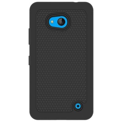 Defender műanyag hátlapvédő telefontok (közepesen ütésálló, gumi / szilikon belső, méhsejt minta) Fekete [Microsoft Lumia 640]