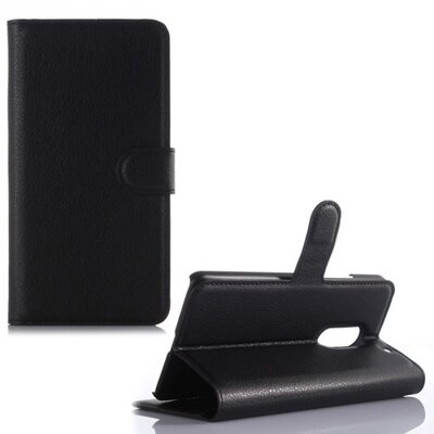 Telefontok álló, bőr hatású (flip, oldalra nyíló, asztali tartó funkció) Fekete [Lenovo Vibe X3]