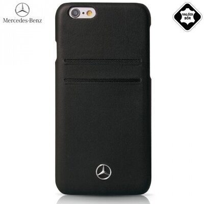 Cg mobile MEHCP6LPLBK MERCEDES-BENZ műanyag hátlapvédő telefontok, valódi bőr (bankkártya tartó) Fekete [Apple iPhone 6+ Plus 5.5", iPhone 6S+ Plus 5.5"]