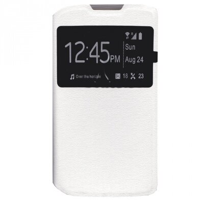 Telefontok álló, bőr (FLIP, oldalra nyíló, S-View Cover) Fehér [Microsoft Lumia 550]