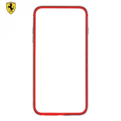 Cg mobile FEBPMP6BK Ferrari alumínium hátlapvédő telefontok keret (gumi / szilikon belső, BUMPER) fekete/Piros [Apple iPhone 6 4.7", iPhone 6S 4.7"]