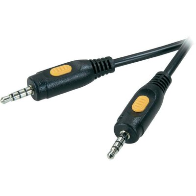 AV kábel 4 pólusú 3,5 jack dugó/dugó, 2,5 m, fekete, SpeaKa Professional 50206