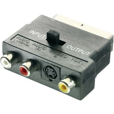 SCART dugó/3 x RCA alj - S-Video alj adapter, átkapcsolós, SpeaKa 50157