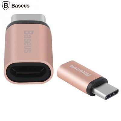 Baseus CATYPEC-DL0R BASEUS adapter (microUSB- USB Type-C, töltéshez, adatátvitelhez), Rosegold [Alcatel 5 (OT-5086D), Asus Zenfone 3 Zoom (ZE553KL), Asus Zenfone 4 5.5 (ZE554KL), Asus Zenfone 4 Pro (ZS551KL)]