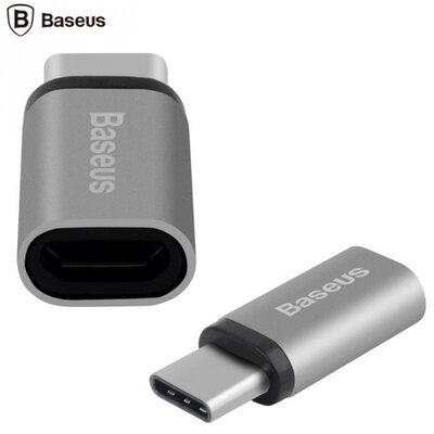 Baseus CATYPEC-DLOG BASEUS adapter (microUSB- USB Type-C, töltéshez, adatátvitelhez) SZÜRKE