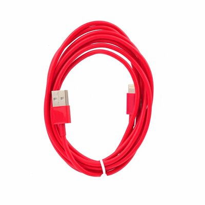USB kábel - Apple iPhone 5 / 5s / 6 / 6 Plus / iPad Mini - kompatibilis: iOS 8.4 - 2 méter hosszú - piros