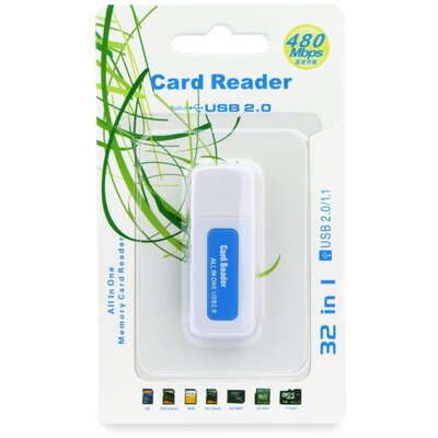 Memóriakártya olvasó USB Titanium kék SDHC / SD / MMC / RS-MMC / Mini-SD(adapter) / Micro SD(adapter) / TF(adapter) / XD / MS / MS DUO / MS PRO DUO 2.0