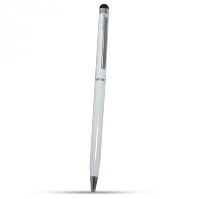 Érintőképernyő ceruza 2in1 (toll, kapacitív érintőceruza, 13 cm) FEHÉR