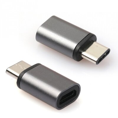 Adapter (microUSB - USB Type-C 3.1, töltéshez, adatátvitelhez) SZÜRKE