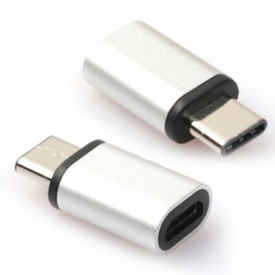 Adapter (microUSB - USB Type-C 3.1, töltéshez, adatátvitelhez) EZÜST