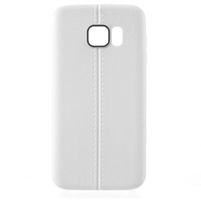 Hátlapvédő telefontok gumi / szilikon (közepesen ütésálló, bőrhatás, varrás minta) Fehér [Samsung Galaxy S7 (SM-G930)]