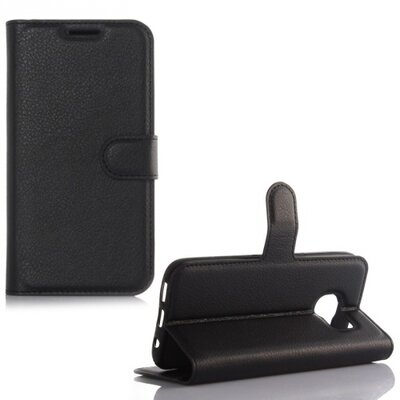 Telefontok álló, bőr hatású (flip, oldalra nyíló, asztali tartó funkció) Fekete [Samsung Galaxy S7 (SM-G930)]