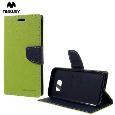 Mercury Fancy Diary Telefontok álló, bőr (FLIP, mágneses, oldalra nyíló, bankkártya tartó, asztali tartó funkció) Zöld [Samsung Galaxy S7 EDGE (SM-G935)]