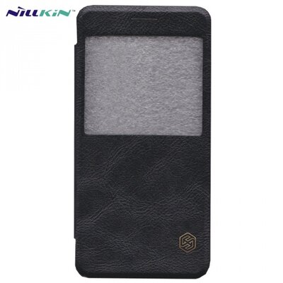 Nillkin Qin Telefontok álló, bőr hatású (flip, oldalra nyíló, S-View Cover) Fekete [Samsung Galaxy A5 (2016) (SM-A510F) ]