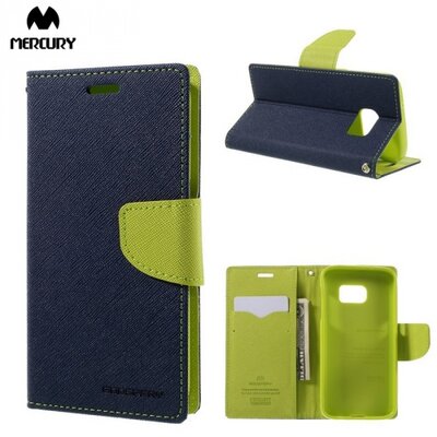 Mercury Fancy Diary Telefontok álló, bőr (flip, mágneses, oldalra nyíló, bankkártya tartó, asztali tartó funkció) Sötétkék [Samsung Galaxy S7 (SM-G930)]
