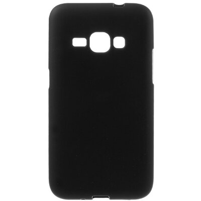 Hátlapvédő telefontok gumi / szilikon (matt, fényes keret) Fekete [Samsung Galaxy J1 (2016) (SM-J120)]