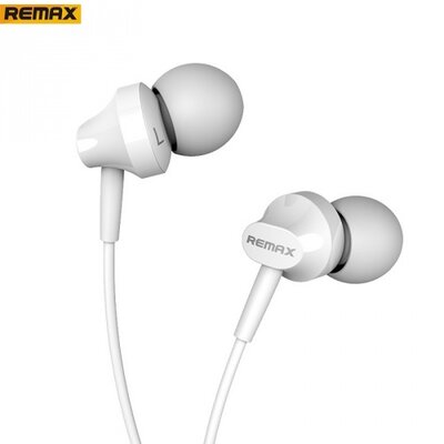 Remax RM-501_W fülhallgató SZTEREO (3.5 mm jack, felvevő gomb, 3 pár fülgumi), fehér