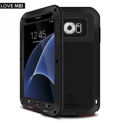 Love mei LOVE MEI Defender hátlapvédő telefontok gumi (ütésálló, Gorilla Glass üveg, fém keret) fekete [Samsung Galaxy S7 (SM-G930)]