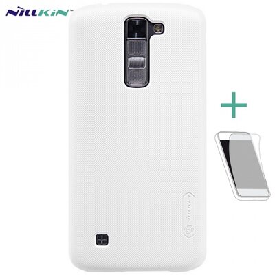 Nillkin Super Frosted műanyag hátlapvédő telefontok (gumírozott, érdes felület, kijelzővédő fóliával) Fehér [LG K7 (X210)]