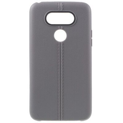 Hátlapvédő telefontok gumi / szilikon (közepesen ütésálló, bőrhatás, varrás minta) Szürke [LG G5 (H850) ]