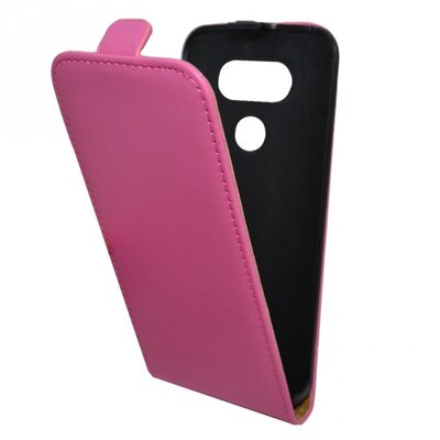 Telefontok álló, bőr hatású (flip, mágneses, lefelé nyíló, szilikon tartó) Rózsaszín [LG G5 (H850) ]