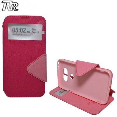 Roar ROAR FANCY DIARY Telefontok álló, bőr hatású (flip, oldalra nyíló, asztali tartó funkció, View Window, textilminta) Rózsaszín [LG G5 (H850) - G5 SE (H840)]