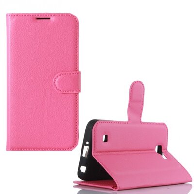 Telefontok álló, bőr hatású (flip, oldalra nyíló, asztali tartó funkció) Rózsaszín [LG K4 (K120e)]