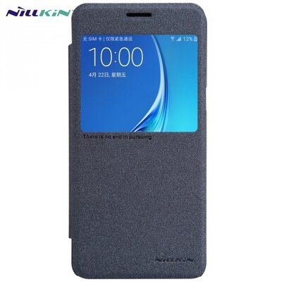 Nillkin Sparkle műanyag telefontok (mikroszálas bőr flip, oldalra nyíló, hívószámkijelzés, S-View Cover) Fekete [Samsung Galaxy J5 (2016) (SM-J510)]