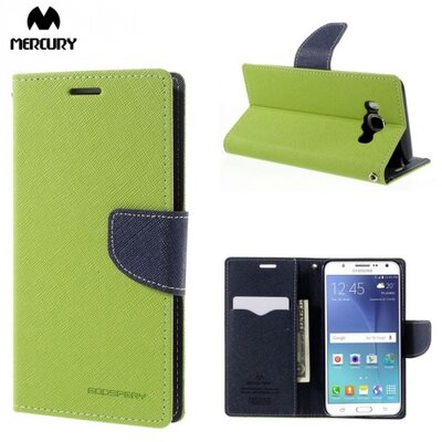 Mercury Fancy Diary Telefontok álló, bőr (FLIP, mágneses, oldalra nyíló, bankkártya tartó, asztali tartó funkció) Zöld [Samsung Galaxy J5 (2016) (SM-J510)]