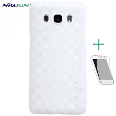 Nillkin Super Frosted műanyag hátlapvédő telefontok (gumírozott, érdes felület, kijelzővédő fóliával) Fehér [Samsung Galaxy J5 (2016) (SM-J510)]